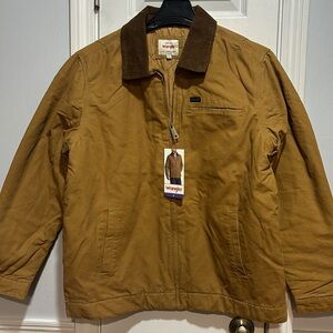Wrangler Men's Workwear Jacket Quilted Lining Corduroy Collar Brown, NWT